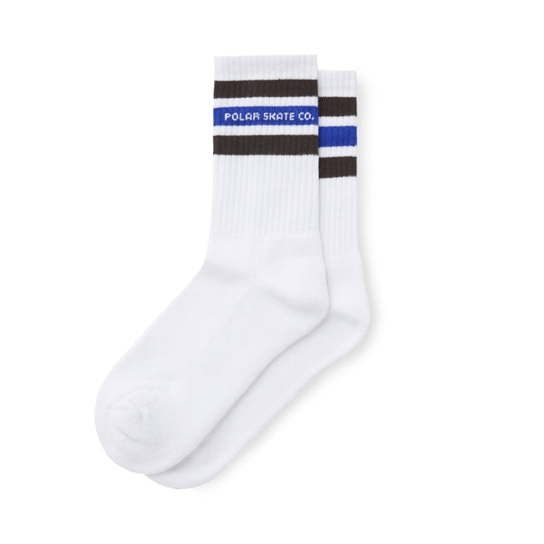 Polar - Fat Stripe Socks - White/Brown/Blue