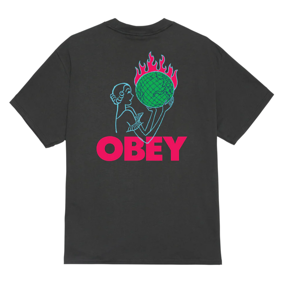 Obey World in Flames T-Shirt – Vintage Black