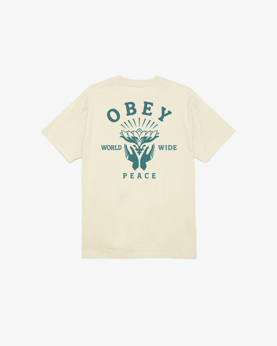 Obey Lotus With Hands T-Shirt - Cream