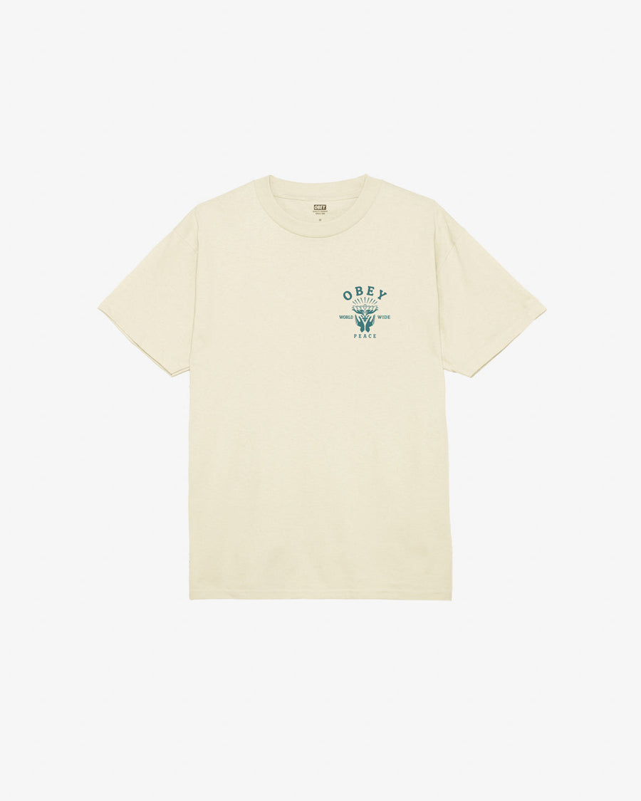 Obey Lotus With Hands T-Shirt - Cream