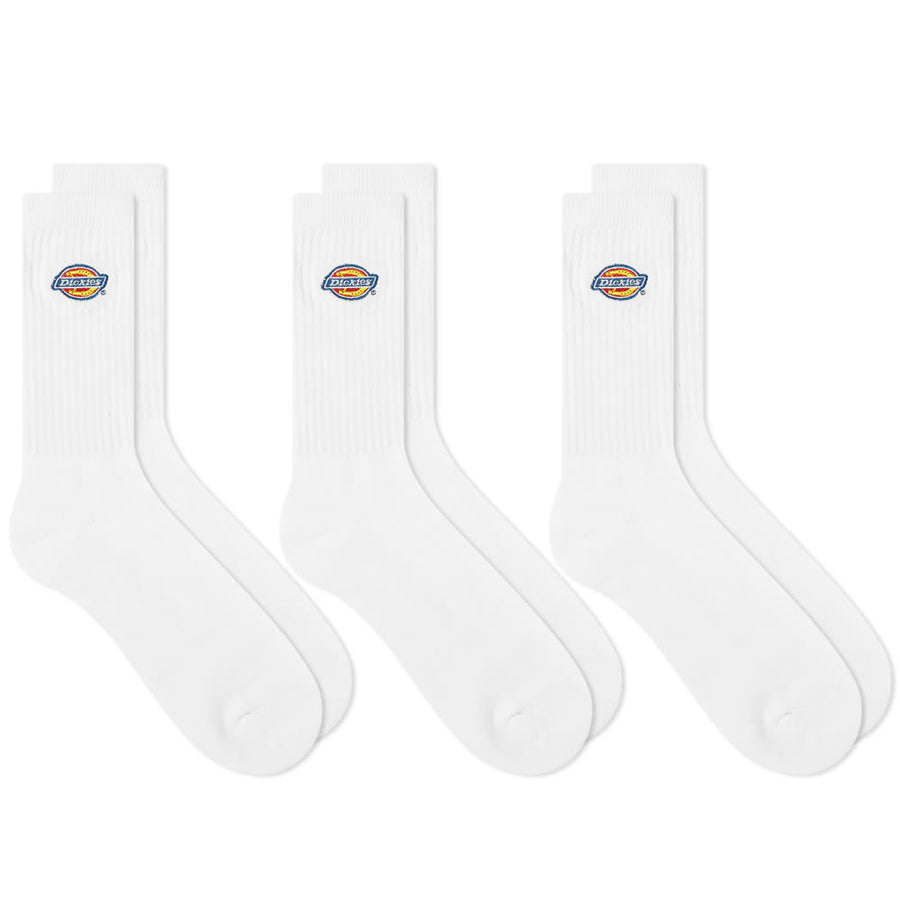 Dickies Valley Grove Socks 3 Pack in White front view
