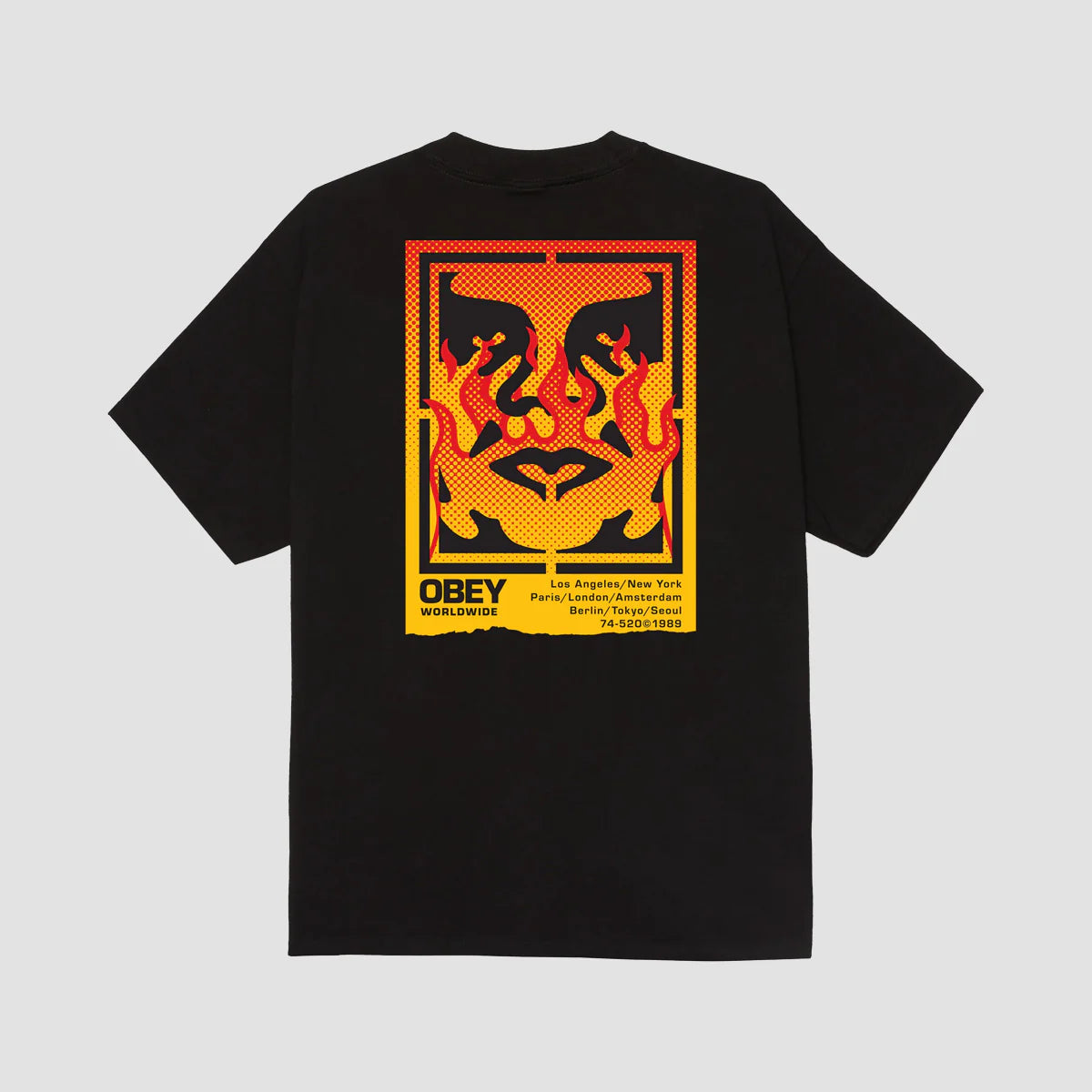 Obey Stencil Flame T-shirt - Black