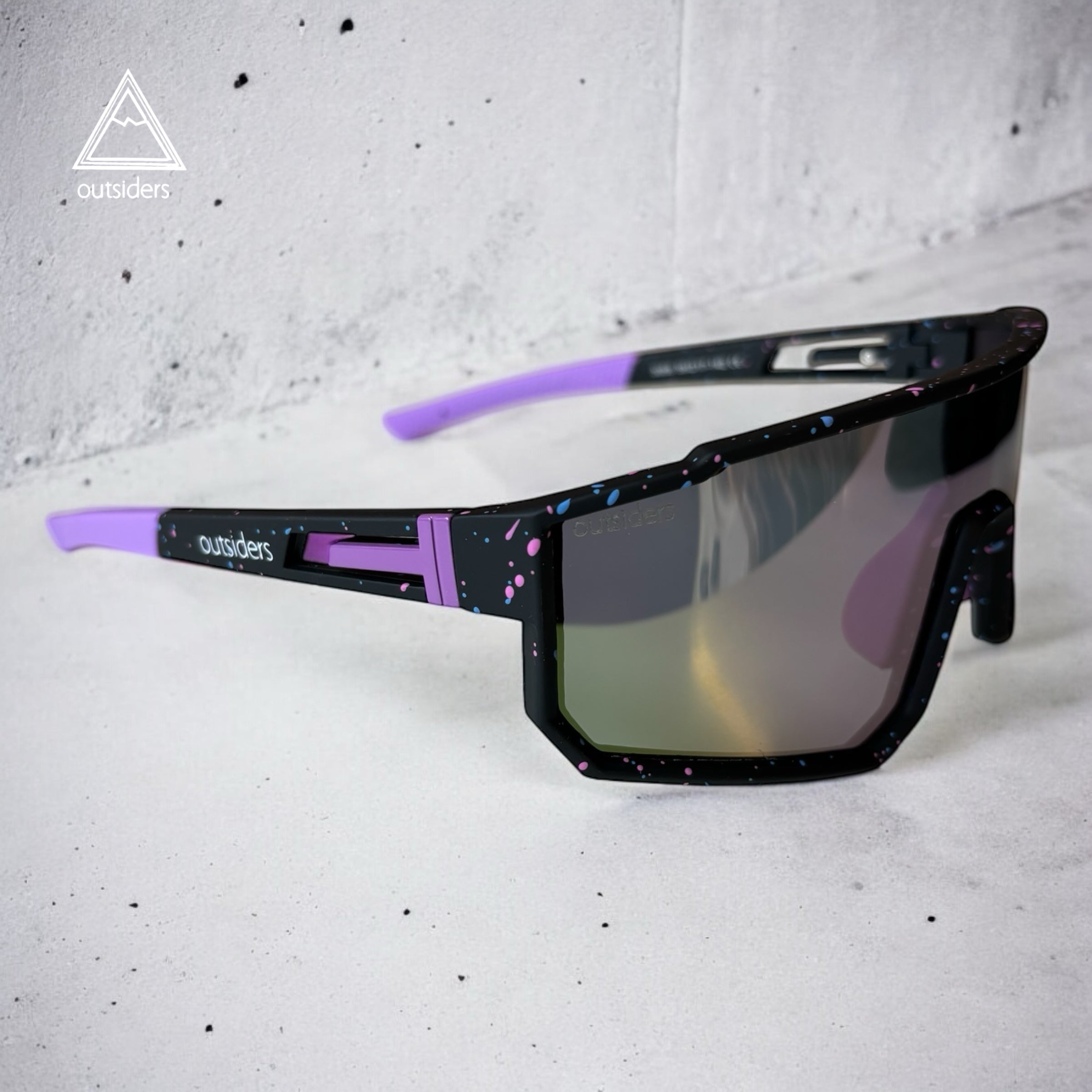 Outsiders Spaced Sports Frame Sunglasses - Black / Purple Splatter