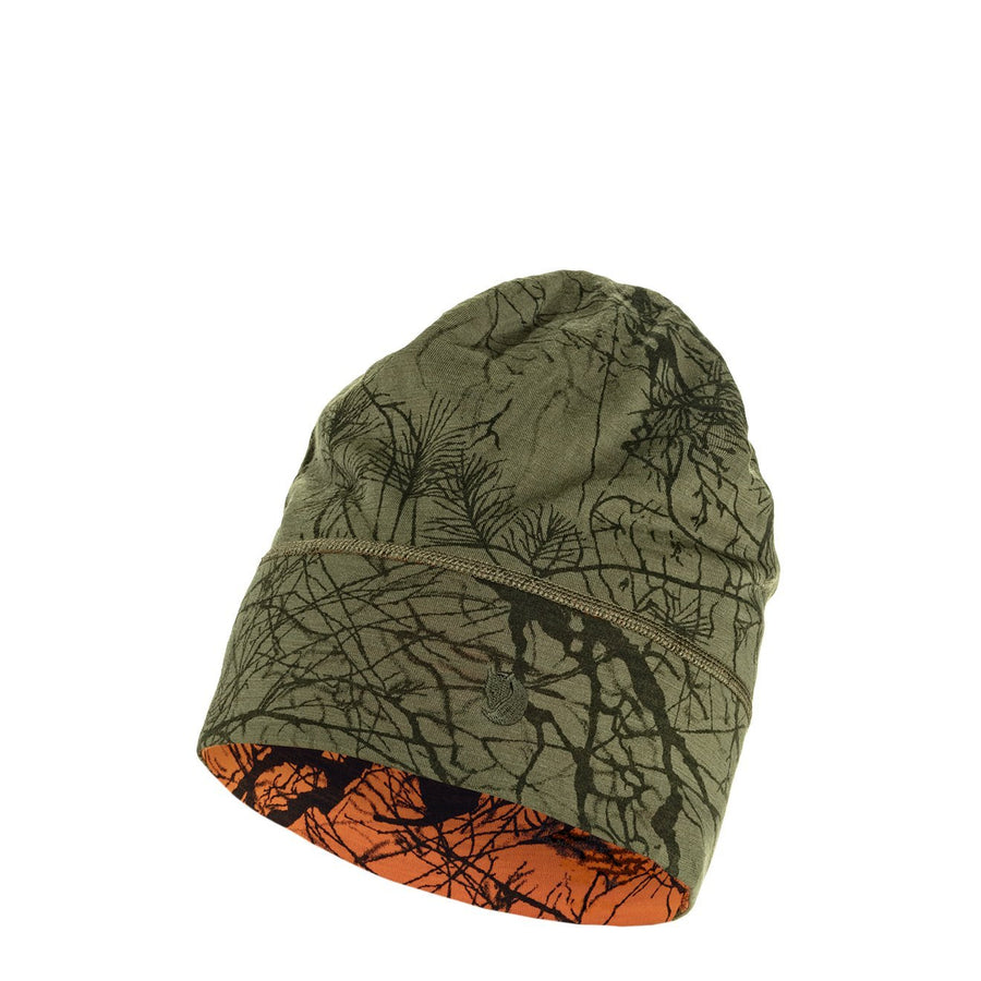 Fjallraven Lappland Beanie - Green Camo / Orange Multi Camo front view