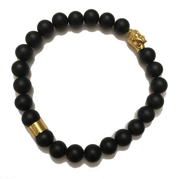 Midvs co The Nirvana Buddha Head Beaded Bracelet - Black / Gold