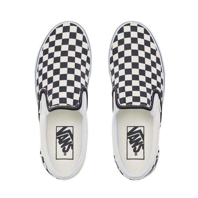 Black and white checkered vans slides online