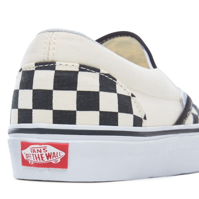 VANS CLASSIC SLIP-ON CHECKERBOARD SHOES - BLACK WHITE