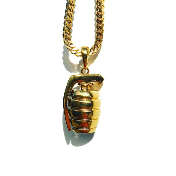 The 'Grenade' Micro Pendant Necklace by Midas Co - Gold