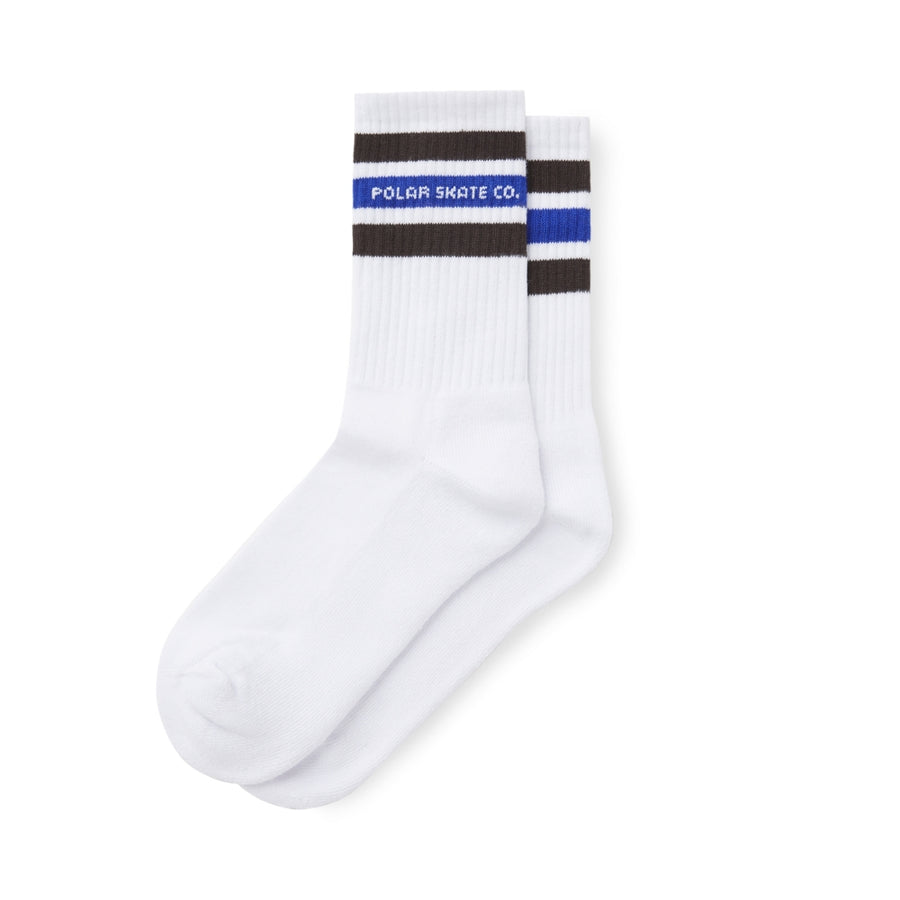 Polar - Fat Stripe Socks - White/Brown/Blue